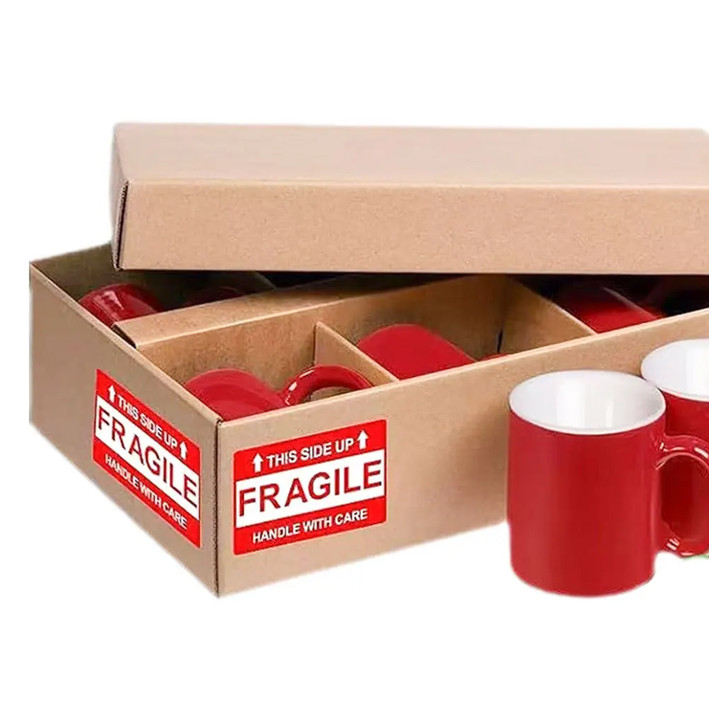 

8 Sheets Fragile Labels Adhesive Warning Stickers for Shipping Boxes Coated Paper Removable Caution Packaging