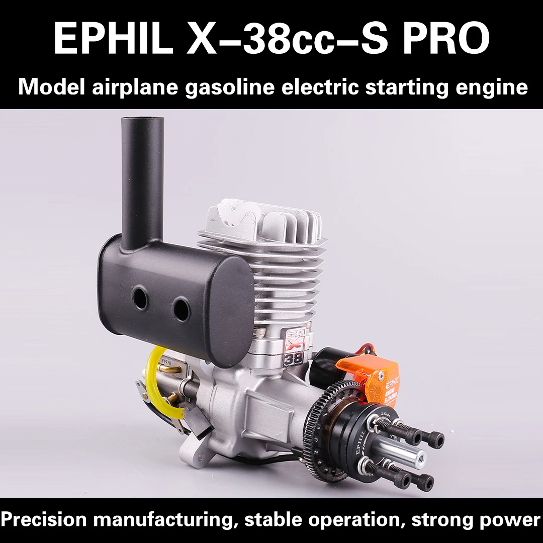 Motor para Aeromodelismo EPHIL XG-38cc-S PRO, Arranque Eléctrico, Monocilíndrico, de Fila Lateral, para Ala Fija