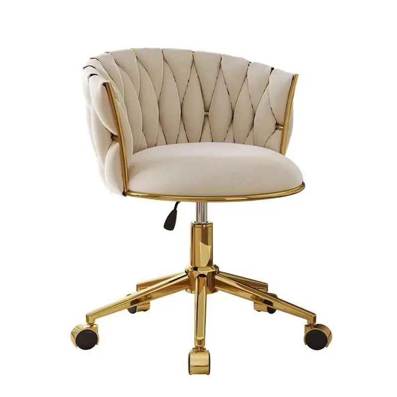

Light luxury gold manicure computer table and chair modern fabric bedroom dressing stool home living streaming host dressing