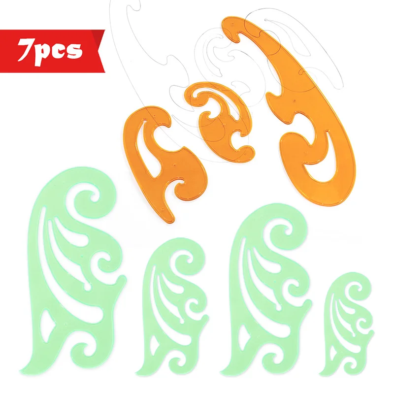 French double-sided Ink Groove curve ruler set 7 rulers Technical drawing templates curve cloud ruler