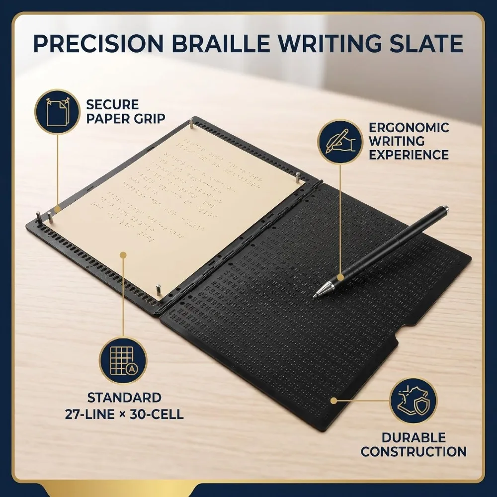 27 Lines 30 Cells Black Braille Writing Slate Thickened Structure 27 Lines 30 Cells Braille Writing Tool Sturdy Build