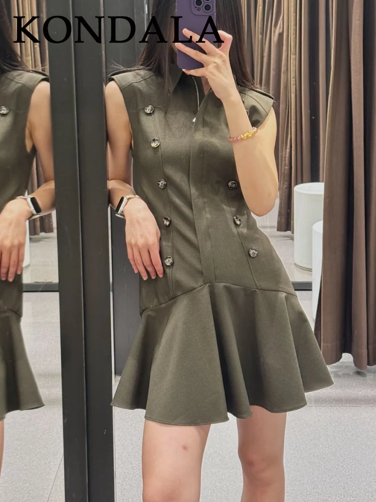 KONDALA Polo grigio Sweetheart Donna Club Canotta Pieghe Abito Moda 2025 Mini abito a pieghe Senza maniche Night Party Abiti moderni