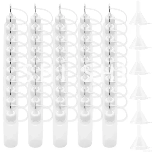 Botella aplicadora de Punta exprimible de plástico, gotero con tapas de punta de aguja para pegamento líquido, 5/10/15/20/30/50/100ml, 100 unidades