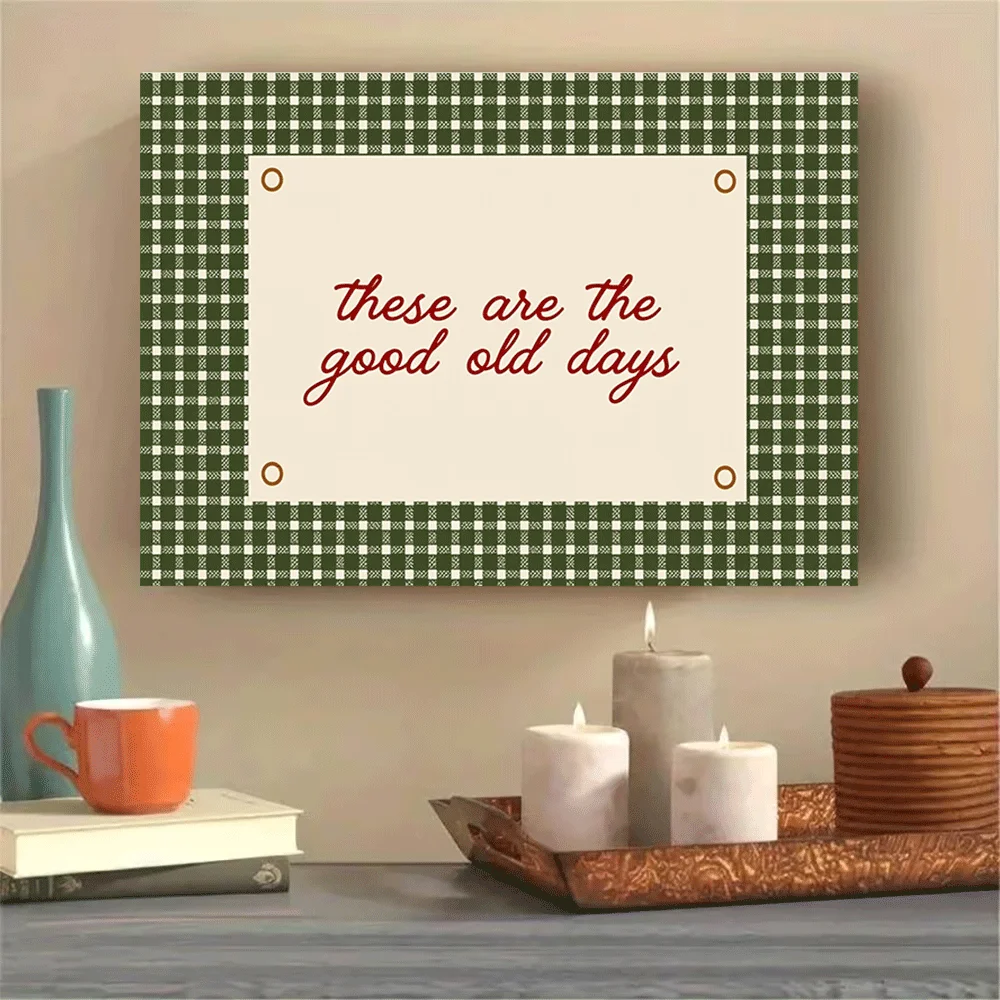 1PC-Canvas poster Unframed  Retro Checkered Wall Art These Are The Good Old Days Canvas Print  summer