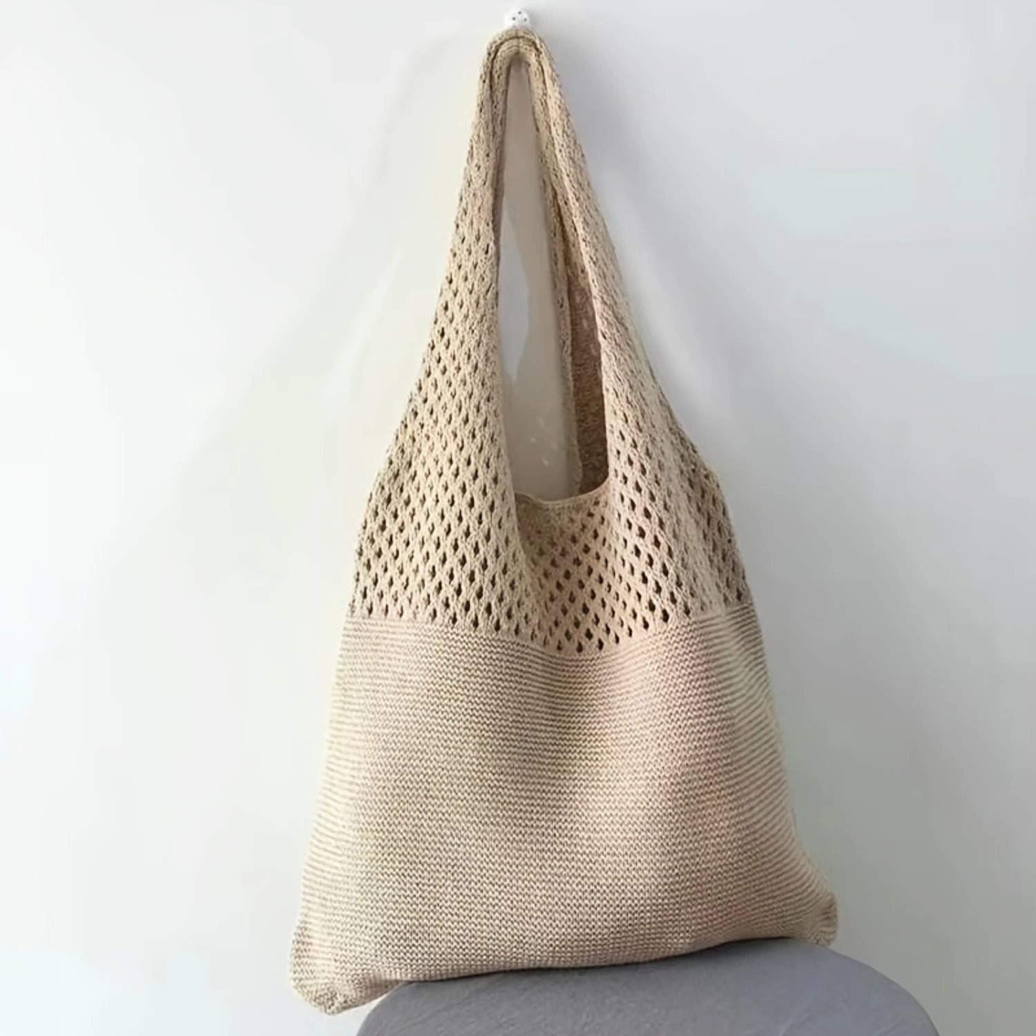 

Out Design Crochet Handbag, Minimalist Shoulder Bag, Vintage Style Hobo Purse