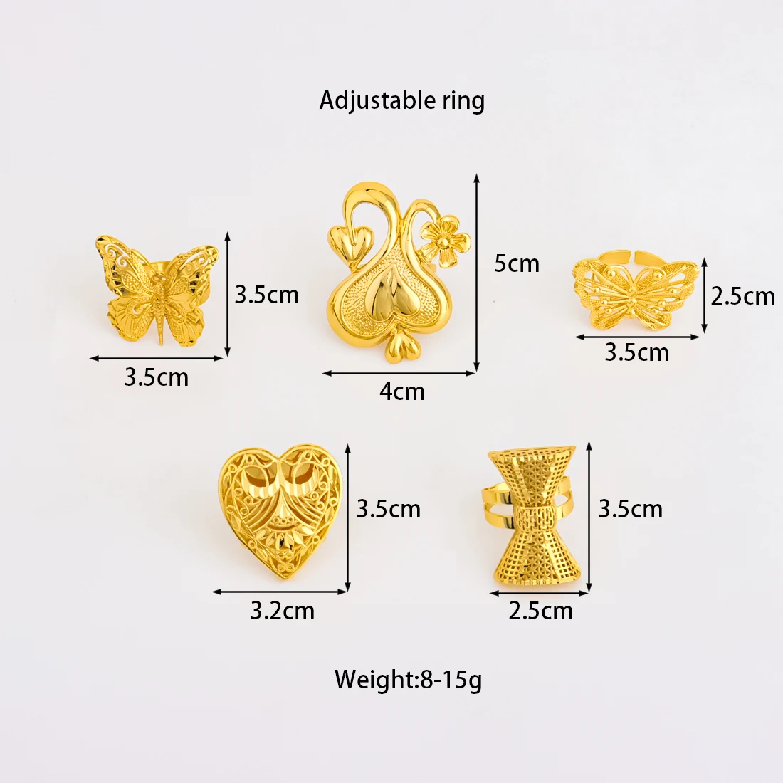 

2025 Gold Color New Fashion Rings For Women Charming Love And Butterfly Jewelry Accessories For Wedding Banquet Party