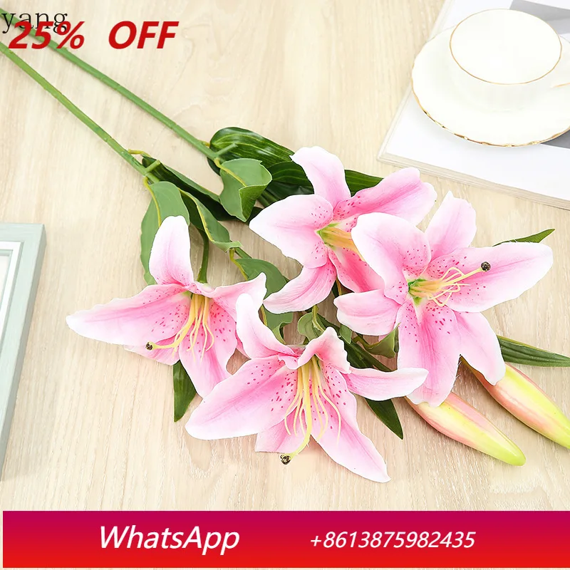 

CX simulation fake flower wild lily two flowers and one bud sweetheart home decoration
