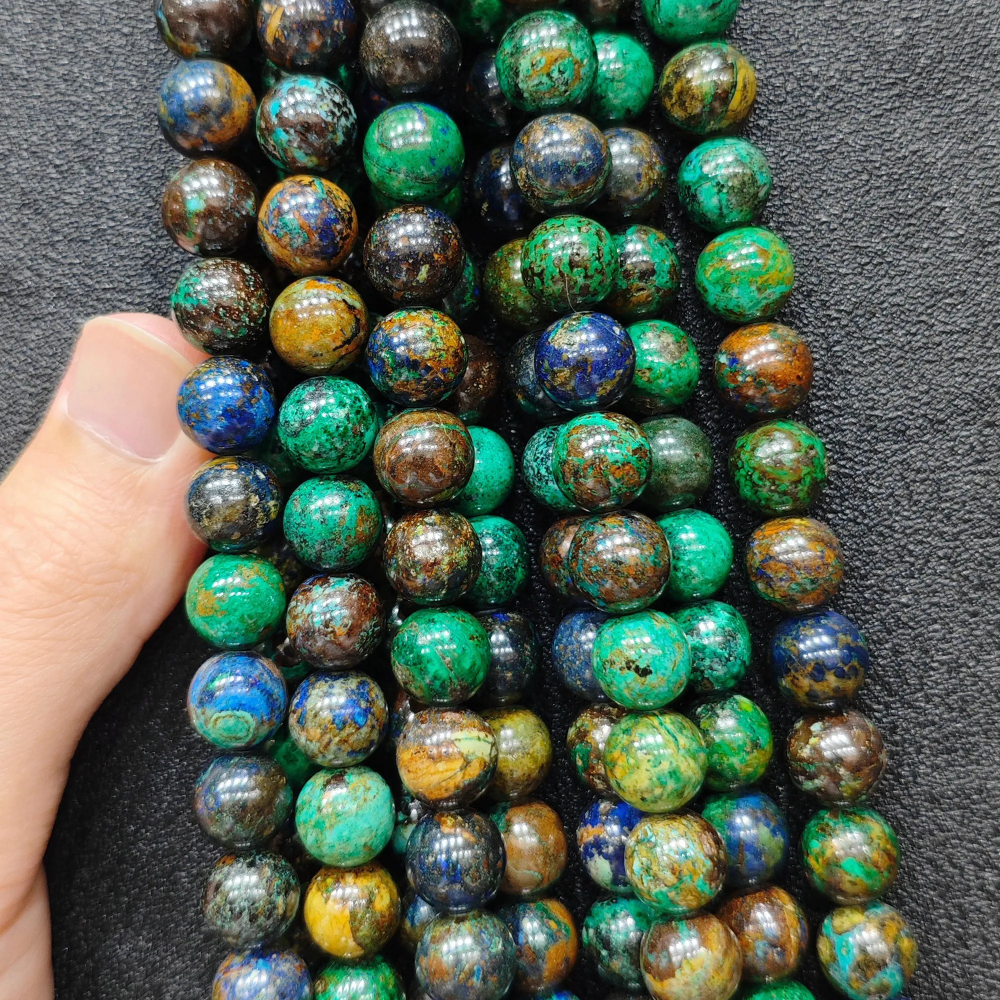 Azurite Chrysocolla Spacer Beads Wholesale 4mm 6mm 8mm 10mm 12mm Deep Blue Green Round Loose Strand for DIY Crafts