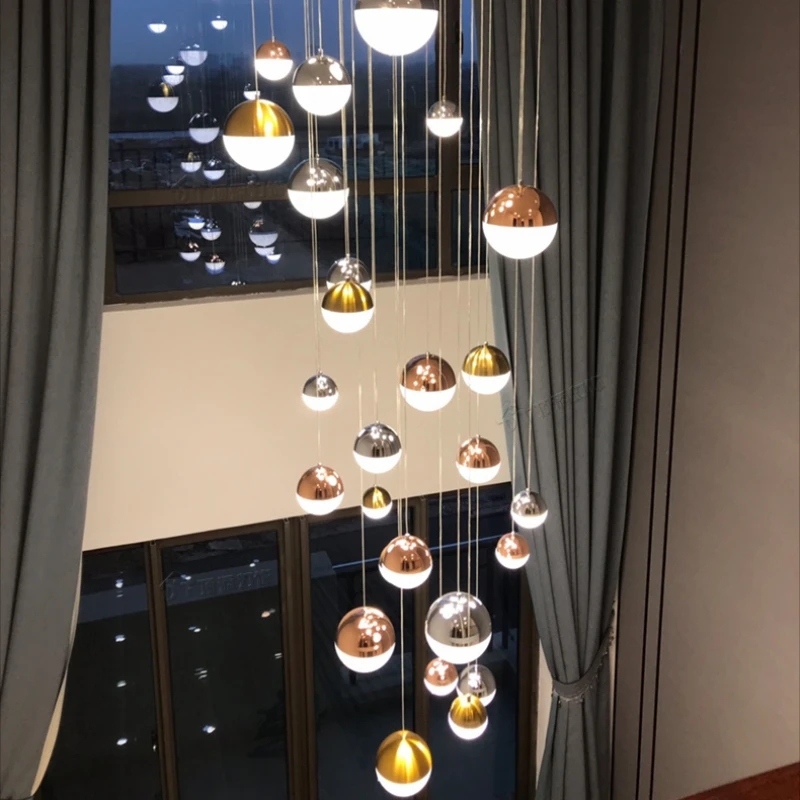 Modern Color Sphere Led Pendant Lights Dimmable for Living Dining Room Staircase Clothing Store Lamp Home Decor Hanging Fixture