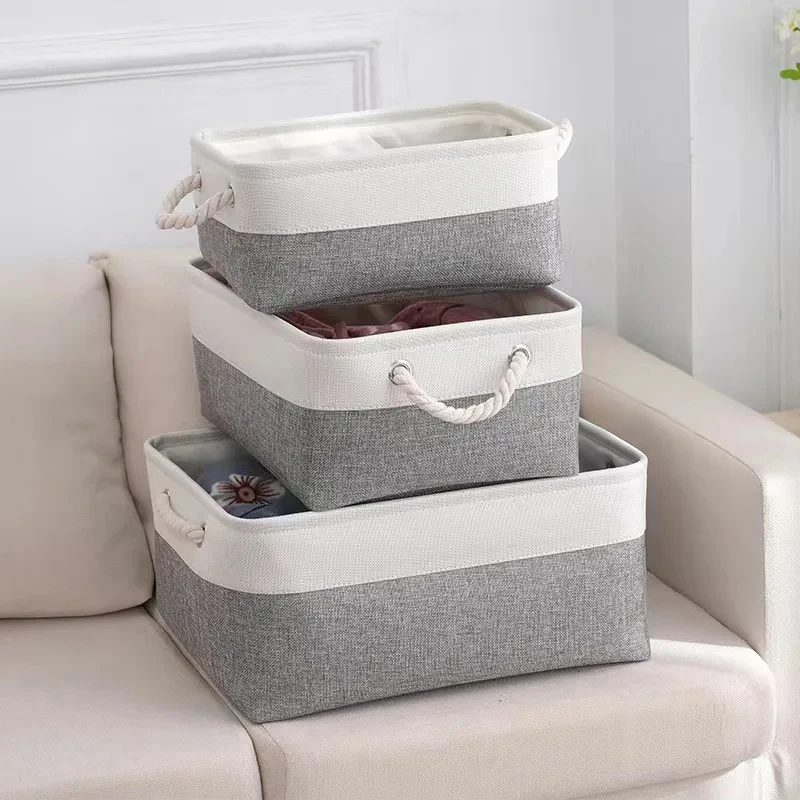 Cotton and Linen Foldable Storage Basket for Sorting and Organizing Miscellaneous Items Storage Baskets Woven Basket