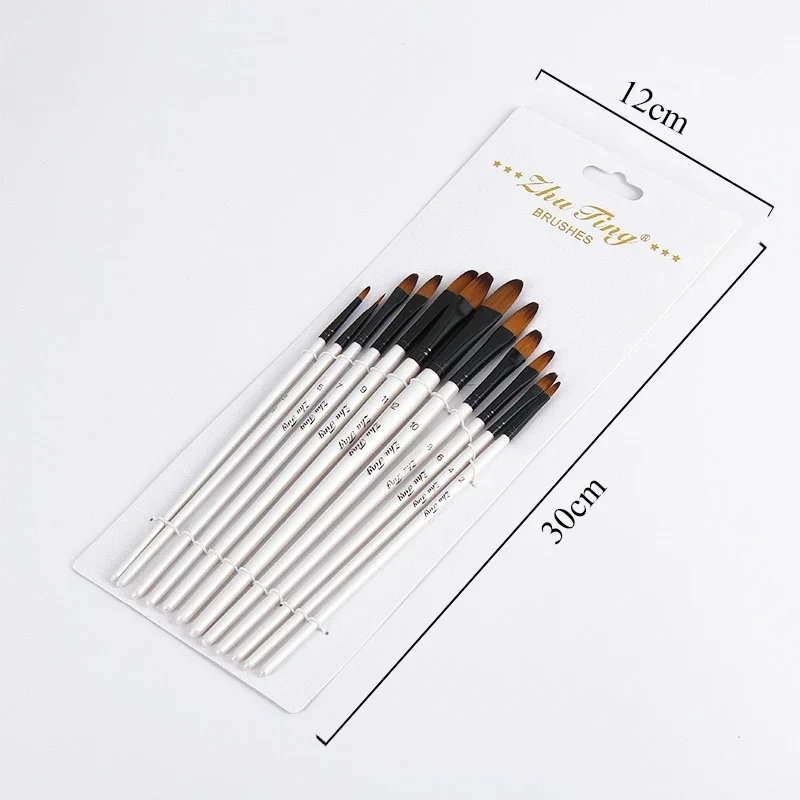 12pcs Oil Acrylic Painting Art Paint Brushes Nylon Hair Wooden Handle Watercolor Paint Brush Pen Set for Learning Diy Supplies