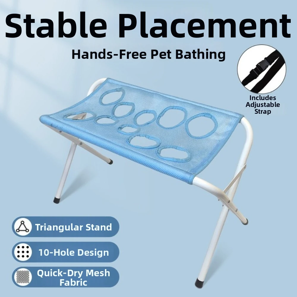 Foldable Pet Grooming Hammock Mesh Support Frame Pet Bathing Restraint Bag Anti-Scraping Bite-Proof Cat Bath Rack Pet Bathing