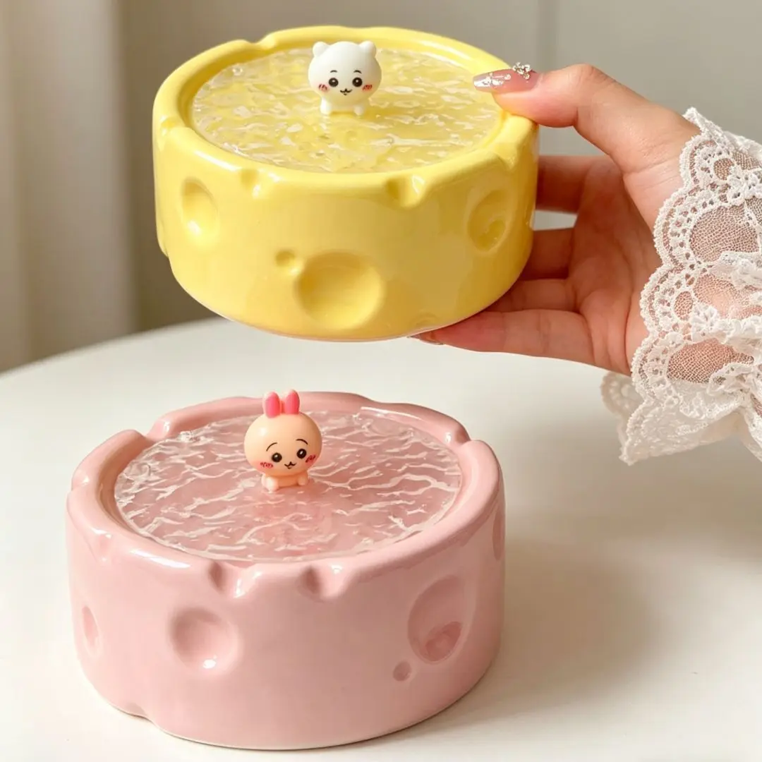 Anime Chiikawa Cute Covered Ashtray Good Looks One Body Creativity Ceramic Light Luxury Cartoon Lovely Kawaii Sweet Creativity