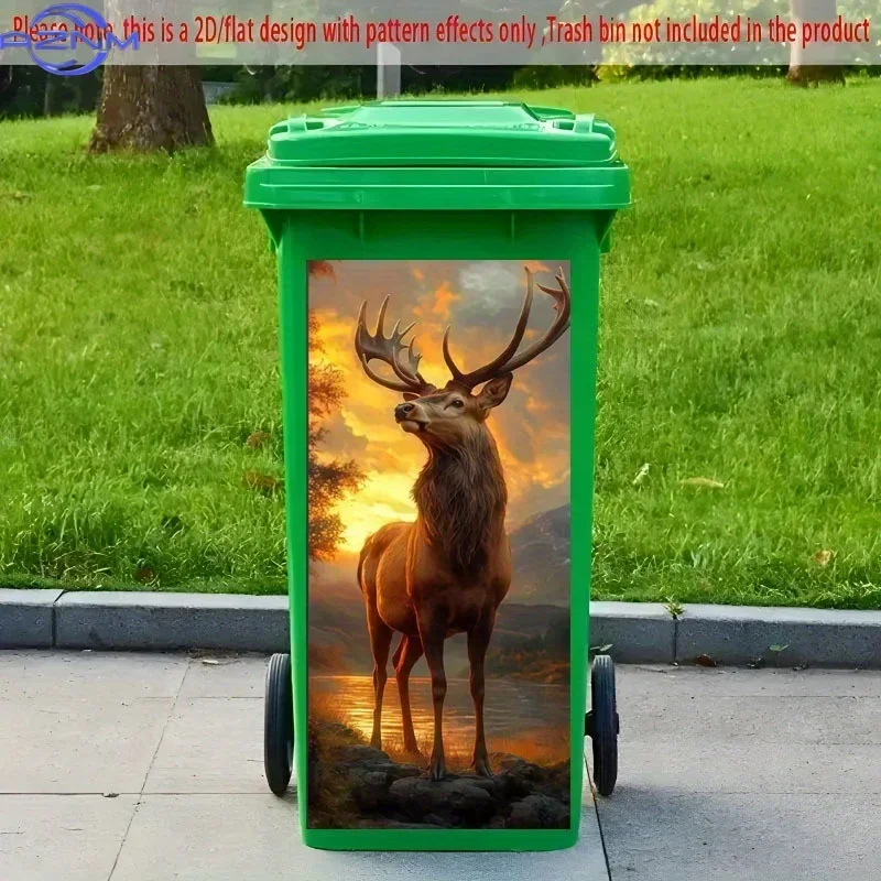 2D 1PC1pc  Flat Garbage Can Sticker, Decal, Art Renaissance Style Animal-Themed Garbage Can Sticker, Suitable for Outdoor Tras