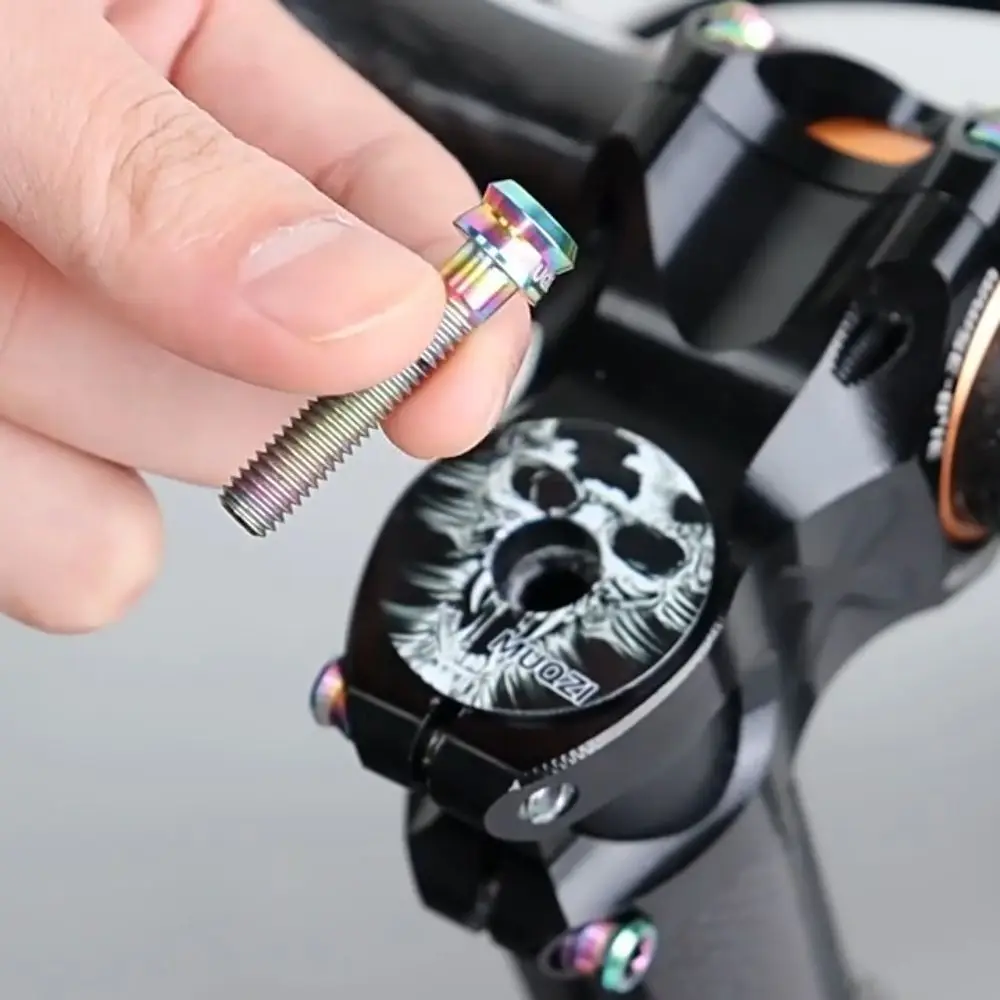 M6x30/35mm Bicycle Stem Top Cap Screw Ultra-light Colorful Bicycle Headset Top Cap Bolt Vacuum Plating Skull Head