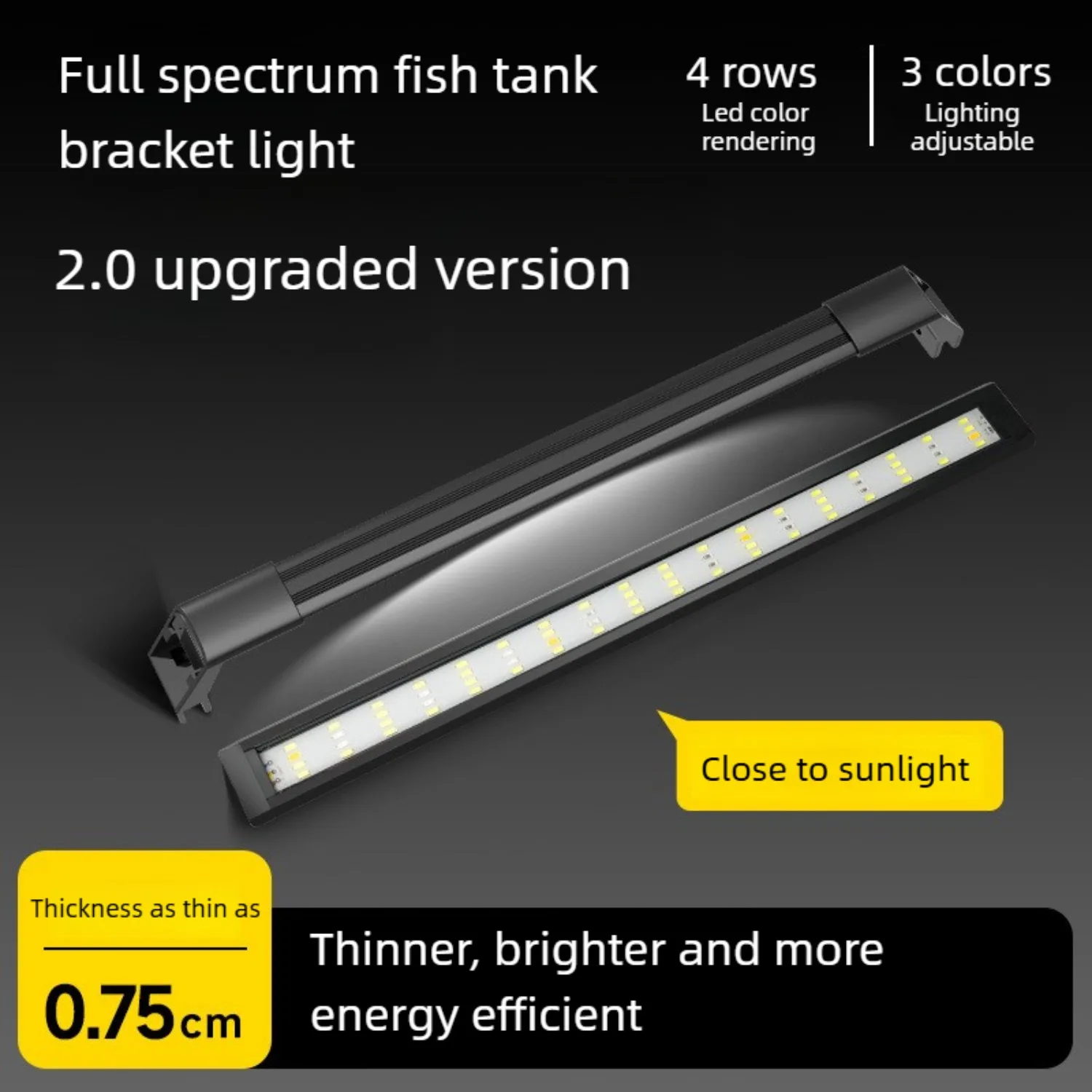 

Full-spectrum Aquarium LED Light, Fish Tank Bracket Light, Waterproof Aquatic Plant Lamp,3 Color Light Modes for Enhancing Color