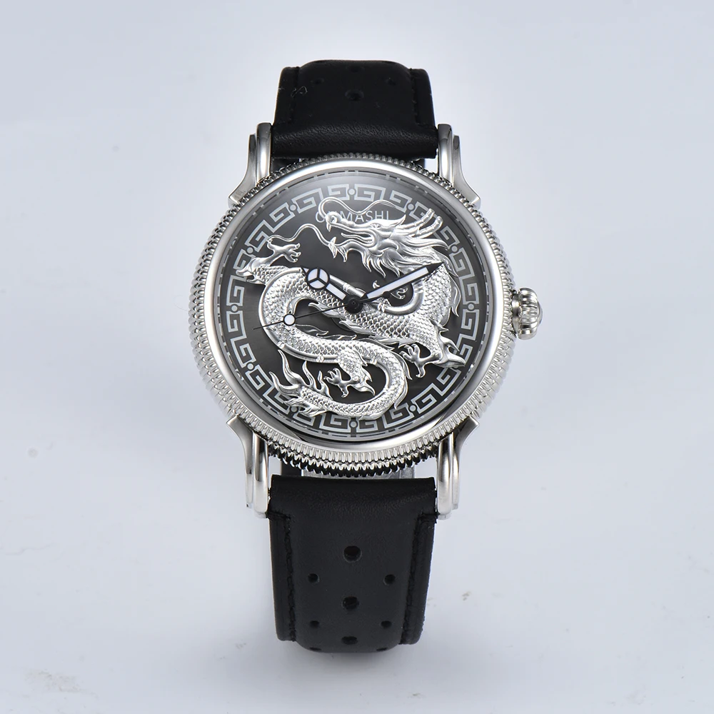 42.5mm stainless steel fashion watch, China Golden Dragon men's watch, China loong luxurious dragon turn waterproof clock