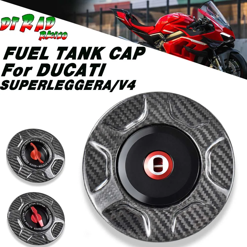 For DUCATI SUPERLEGGERA V4 2020-2021 Carbon Fiber Quick Gas Racing Fuel Tank Cap Motorcycle Lockable Key Plug Oil Gas Cover