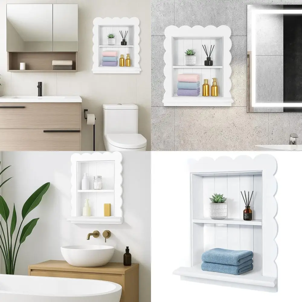 

Двухуровневый деревянный утопленный аптечный шкаф размером 14x18 дюймов без зеркала, большая ниша с гребешком для хранения в ванной комнате и органзы