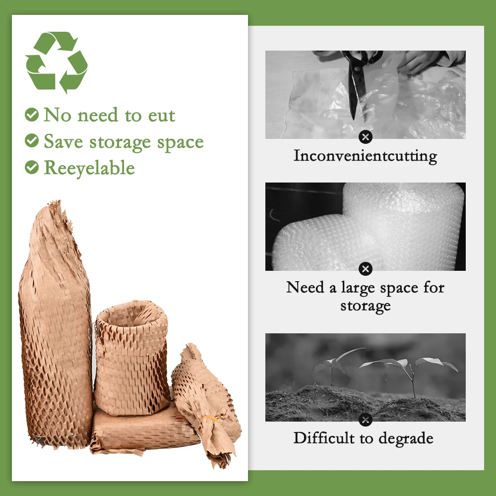 30m Honeycomb Packing Paper Moving Transportation Recyclable Fragile Decor Copy Cosmetics Wine Glasses Wrapping Tearable Glass