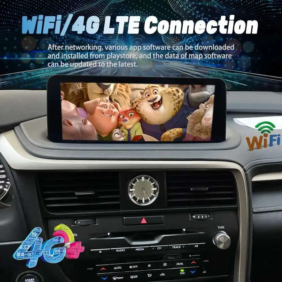مشغل فيديو للسيارة CARPLAY لكزس Rx450h RX200t RX350 RX300 RX 450H أندرويد 14 2020 شاشة نظام ملاحة GPS 1920*720 ستيريو
