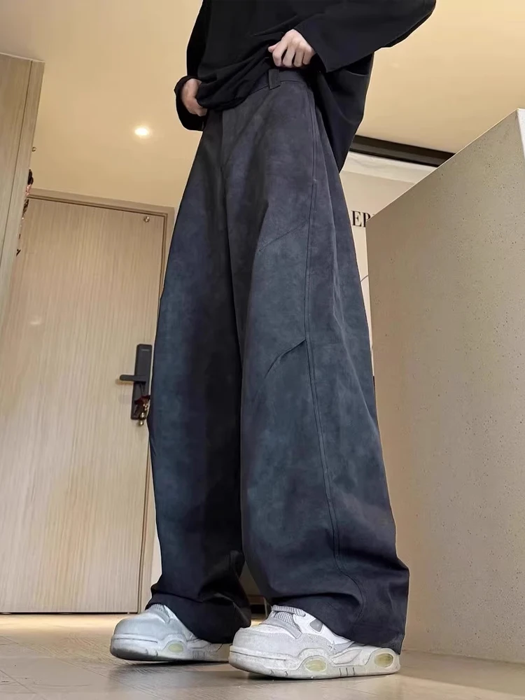 タイダイワイドレッグストレートカットカジュアルパンツメンズ春の新アメリカンレトロトレンディルーズ多用途長ズボン