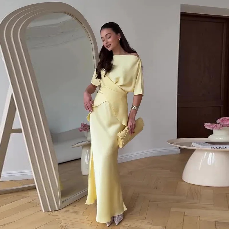 

Fashion Irregular Skirt Outfit Spring Women Short Sleeves Slim Top+High Waist Straight Knee Length Skirt Summer Two Piece Set