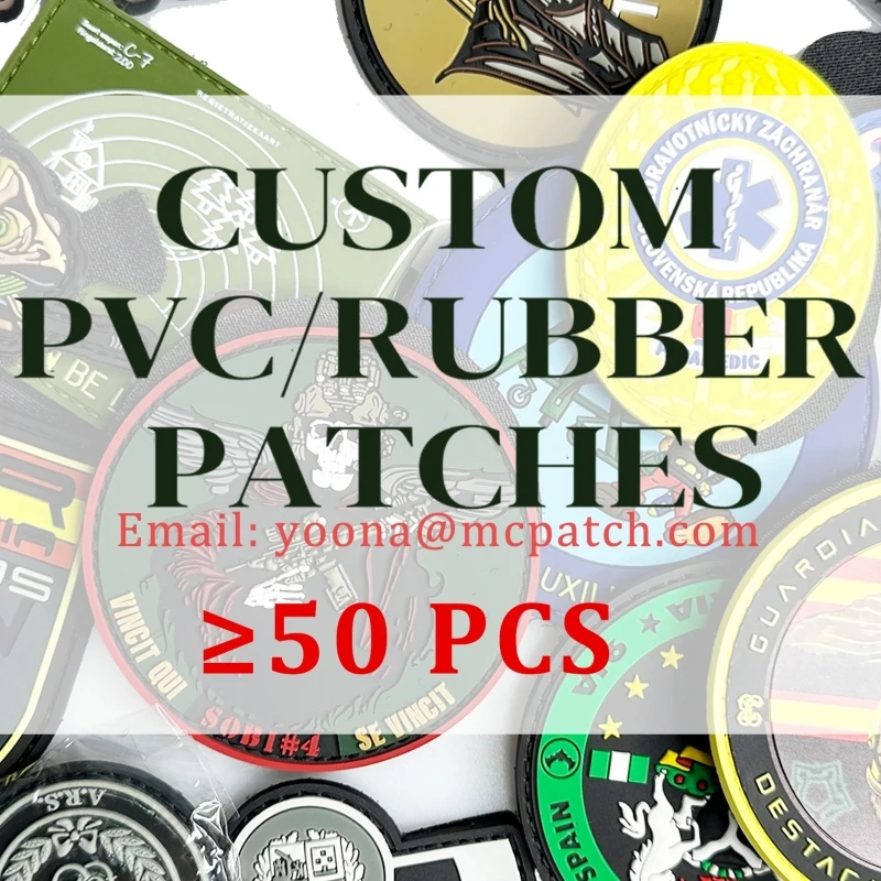 Custom PVC Patches Wholesale 50PCS 3D Silicone Luminous Tactical Badges Personalized Solid Rubber Patch With Hook&Loop Backing