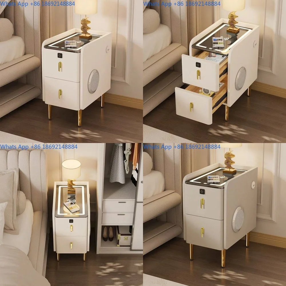

Smart Ultra Narrow Bedside Cabinet Solid Wood Minimalist Modern Side Table for Bedroom Storage