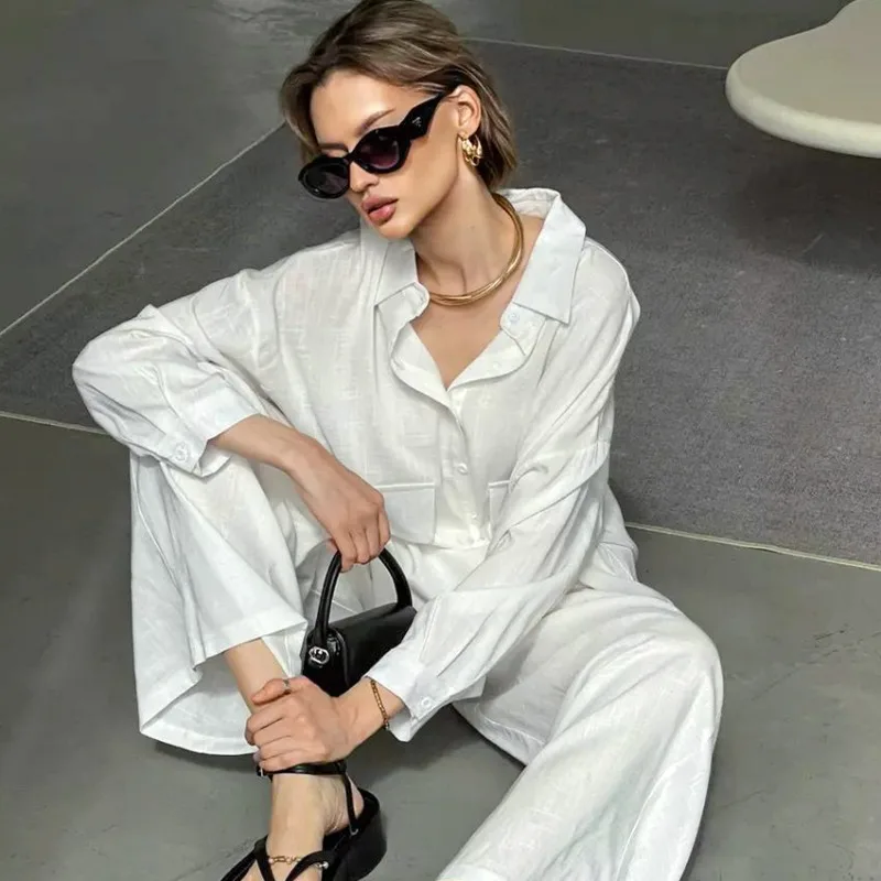 Women's Style Autumn Winter Casual Loungewear Comfortable Loose Fit Pure Cotton Long Sleeved Pajamas Trousers L Size Sleepwear