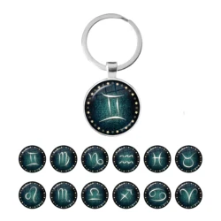 Aries/Taurus/Gemini/cancer/LEO/Virgo/Libra/Scorpio/Sagittarius/Capricorn/Aquarius/Pisces 12 Constellations Glass Dome Keychain