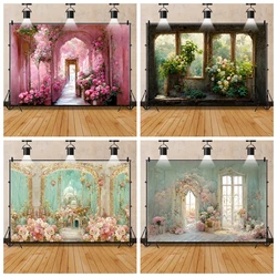 Retro Oil Painting Garden Flower Wedding Vintage Photography Background Girl Birthday Party Portrait Decor Photo Backdrop Studio