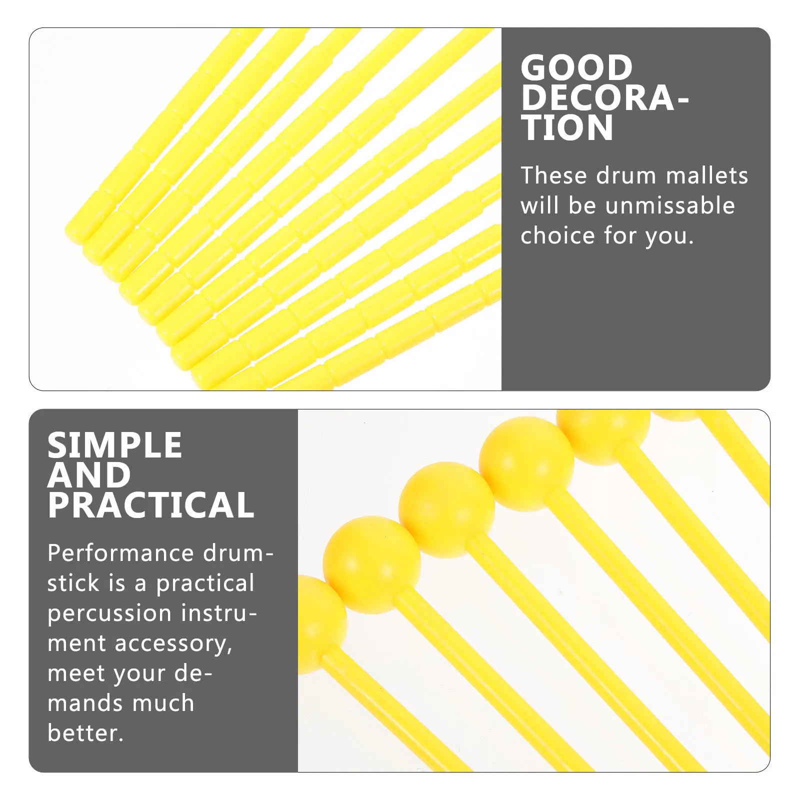 10Pcs Tone-Optimized Plastic Drum Mallets Tongue Drum Sticks Marimba Mallets Xylophone Percussion Sticks Kids Beginners Practice