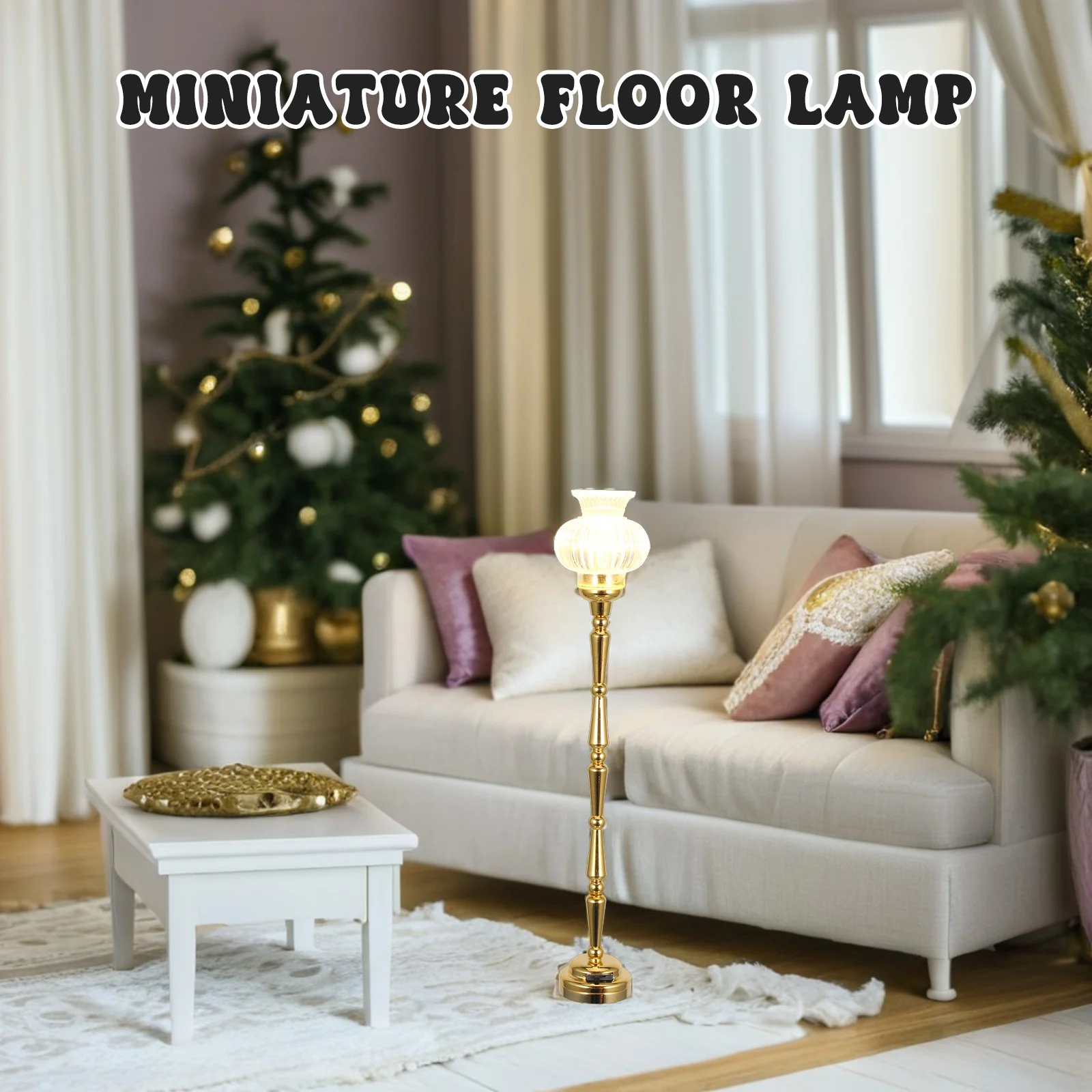 

Мини-цветочный торшер, размер 1:12, теплый светодиодный светильник для использования в помещении и на открытом воздухе, мини-домик, элегантный маленький светильник для детальной настройки