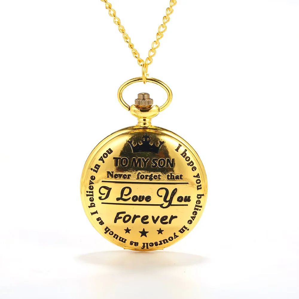 8813   Golden English lettering Roman scale large pocket watch personality trend creative gift value exquisite flip pocket watch