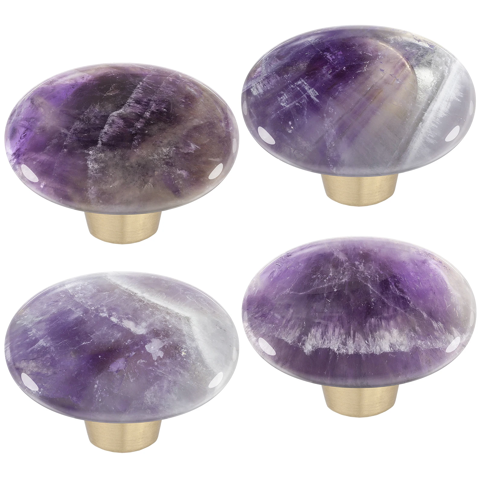 Natural Amethyst Crystal Stone Drawer Knob With Screw Polished Gemstone Pull Handle For Dresser Cabinet Wardrobe Furniture Decor