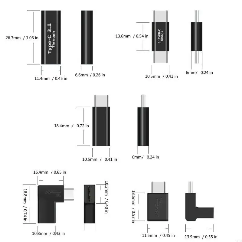 USB 3.1 Type C Adapter with Female / Male Port Durability for Stable