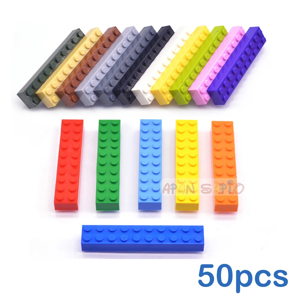 Bloques de construcción de plástico para niños, 50 piezas, gruesos, 2x10, DIY, 16 colores, educativos, creativos, compatibles con 3006, juguetes para niños