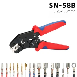 SN58B Dupont Molex JST TE Terminals & EPC PCIE SATA Pins Crimping Plier 0.25-1.5MM2 Automatic Ratcheting Crimper Tool