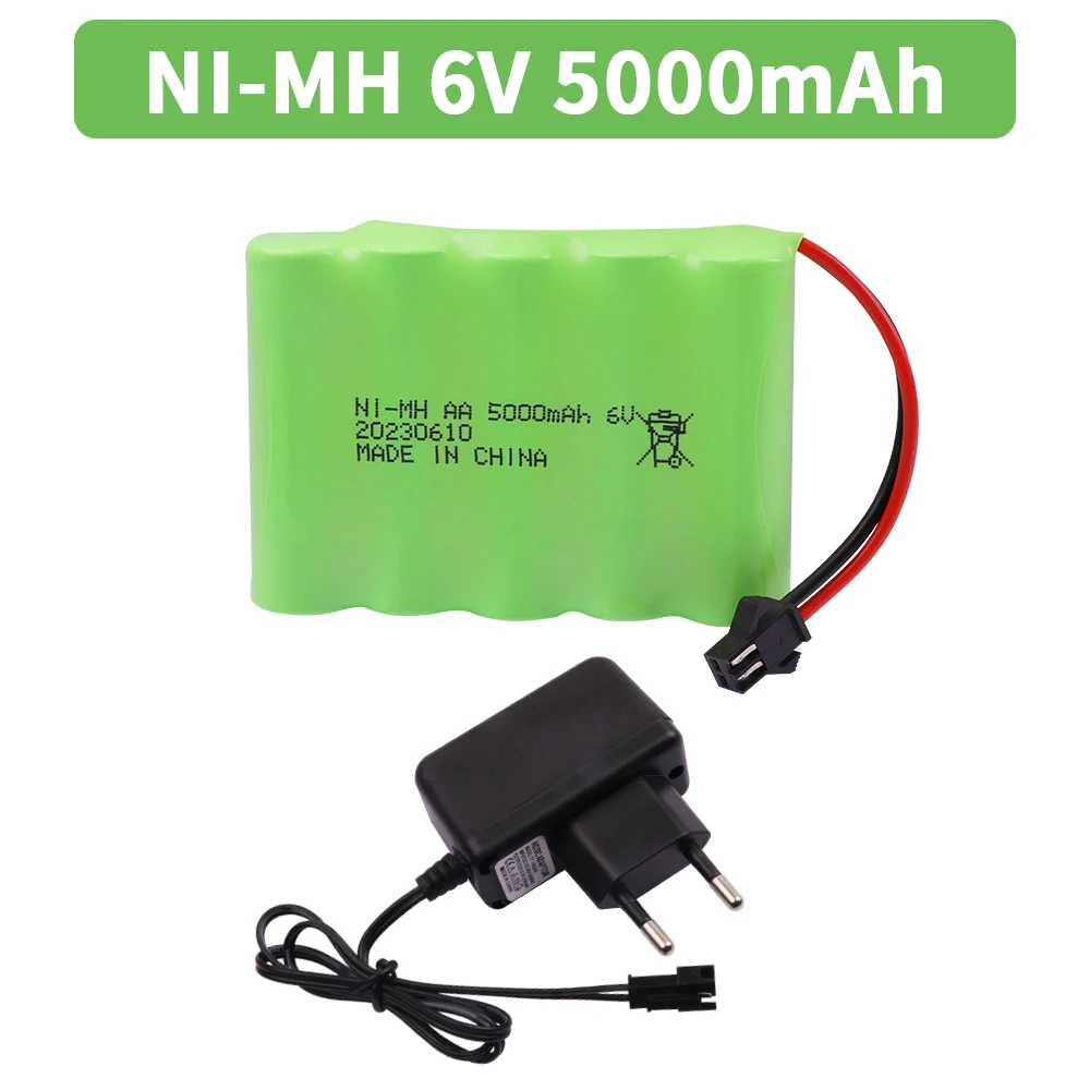 6V 5000mah NiMH Battery with USB Charger For Rc Toys Cars Tank Truck Robots Guns Boats AA Ni-MH 6v Rechargeable Battery Pack