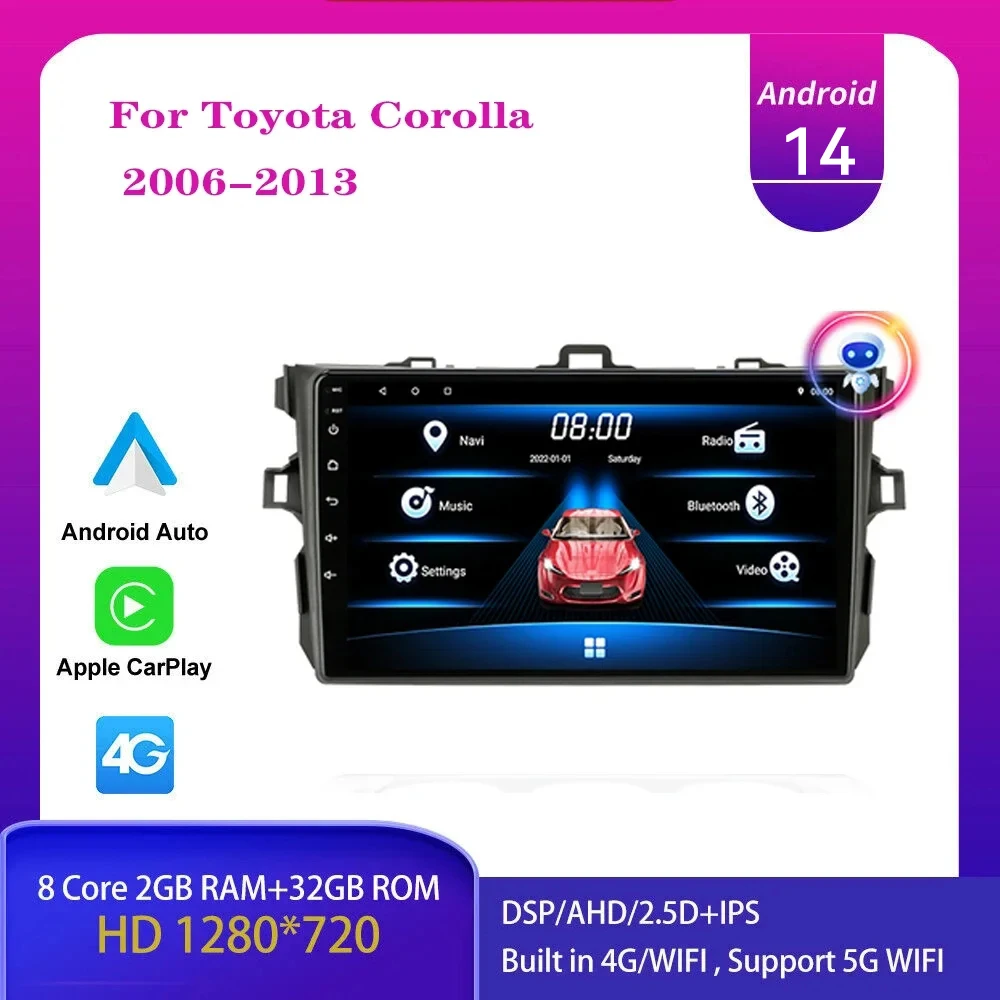 

2 Din Android 14 Car Radio For Toyota Corolla E150 2006 - 2013 Multimedia Video Player Navigaion GPS Auto DVD Carplay IPS Stereo