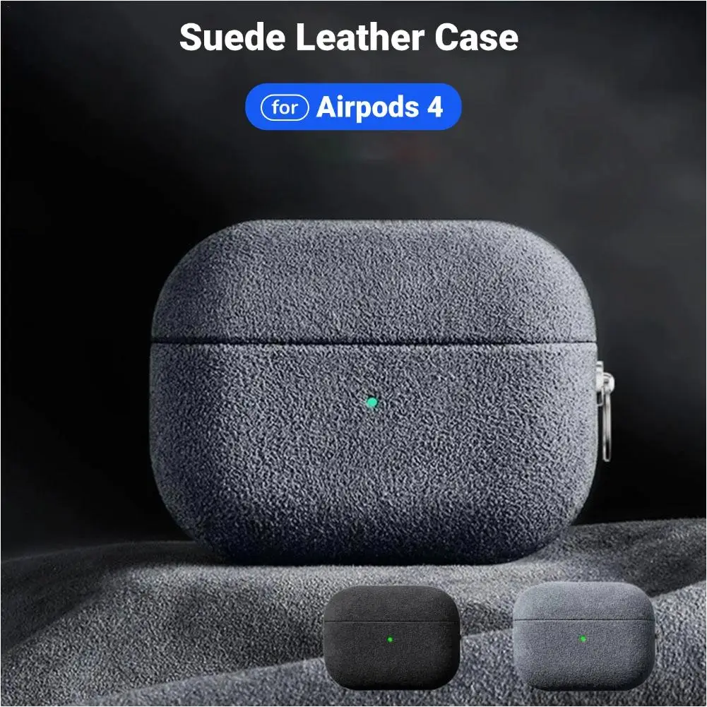 حافظة سماعة رأس من جلد الغزال لأجهزة Airpods 4 من الجلد الاصطناعي حافظة واقية لسماعات الرأس مقاومة للخدش ومضادة للسقوط