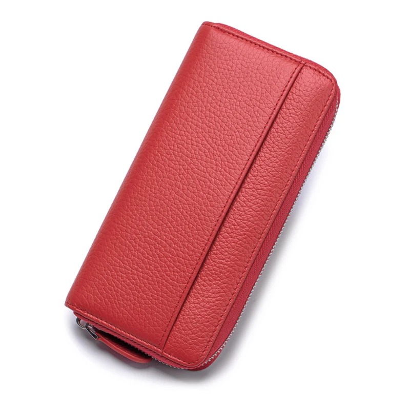 Women Genuine Leather Wallet RFID Blocking Zipper Fashion Large Capacity Credit Card Holder Wallets Long Purses 13 Colors