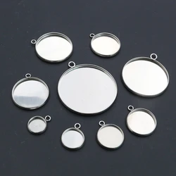 8/10/12/14/16/18/20/25/30mm Inner Size Stainless Steel Material Simple Style Cabochon Base Cameo Setting Charms Pendant Tray