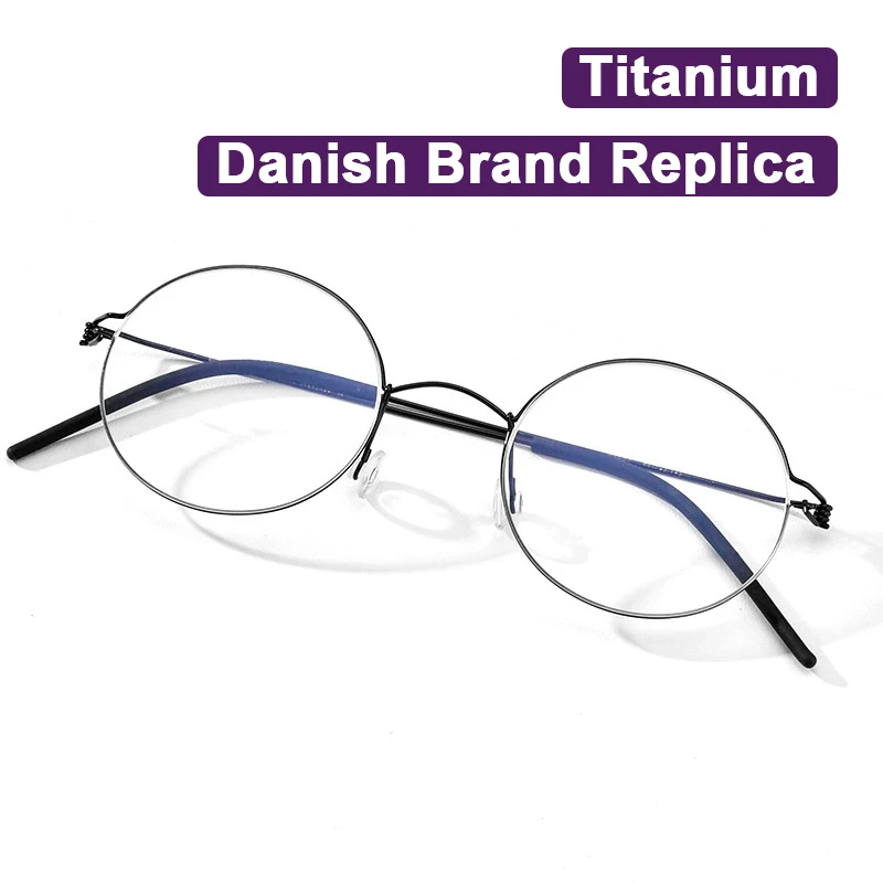 

Danish Replica Screwless Titanium Glasses Frame Small Round Ultralight Women Men Eyewear Business Elite President Eyeglasses