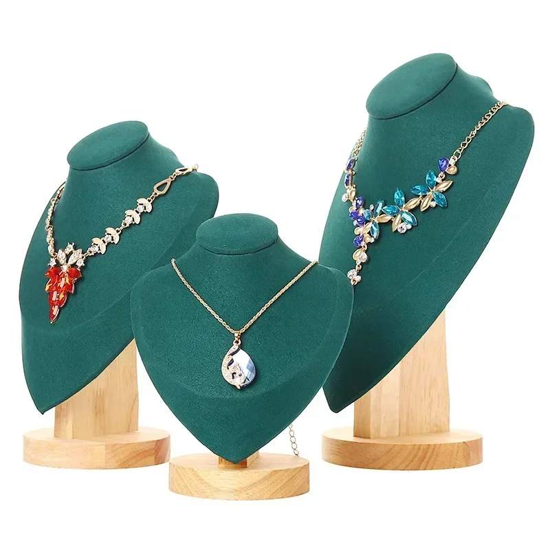 Model Bust Show Exhibitor Velvet Jewelry Display Necklace Pendants Mannequin Jewelry Stand Organizer 3 Colors