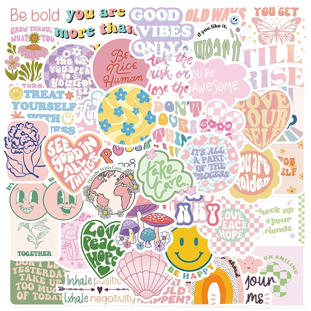 100/50 Stück inspirierende dänische rosa wasserdichte Graffiti-Aufkleber für Handkonto-Federmäppchen-Abziehbilder BulingBulingStickers Store