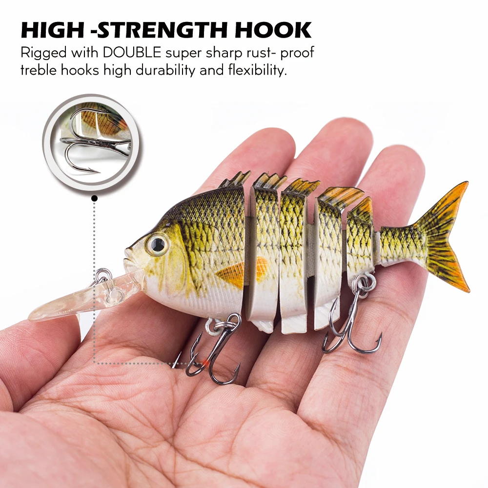 Hanlin 10cm 14g Bluegill Multi Jointed Long Tongue Fishing Lures Floating Shad Baits Wobbler Hard Body Swimbait Sunfish Tackle