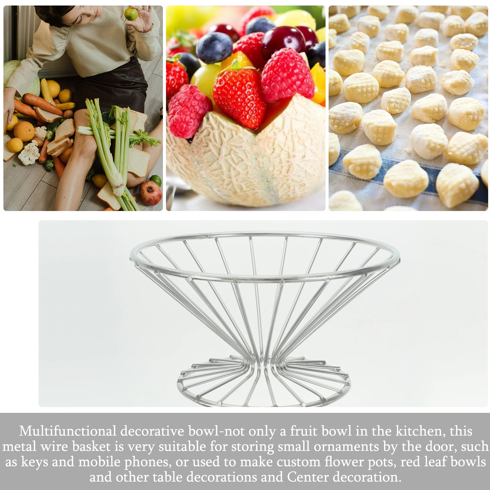 

Modern Metal Bowl Rust-Proof Decorative Wire Basket For Kitchen Table Fruit Holder Fresh Storage Iron Art Fruit Basin