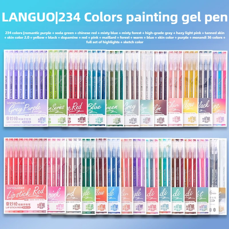 LANGUO 234/6 couleurs Morandi Gel stylo journal Scrapbook peinture bricolage Gel stylo ensemble coloriage livre dessin gribouillage stylo fournitures scolaires